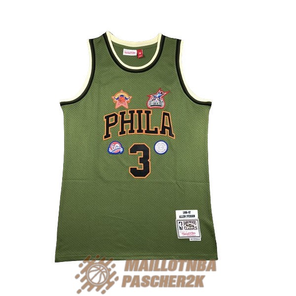 maillot verde militar allen iverson 3 philadelphia 76ers