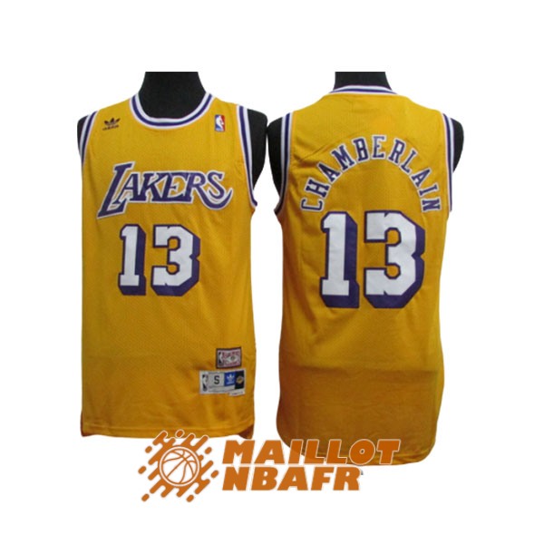 maillot los angeles lakers wilt chamberlain 13 jaune